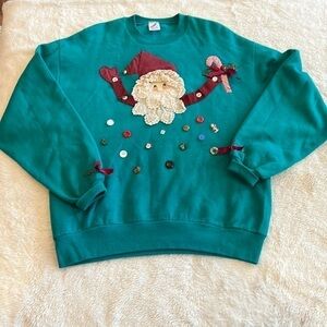 Green Santa Ugly Sweatshirt size Large